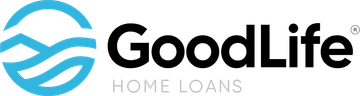 GoodLife Home Loans logo with a blue abstract wave and a black 