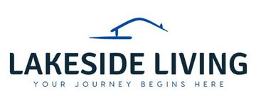 Logo for Lakeside Living with a house illustration and tagline 