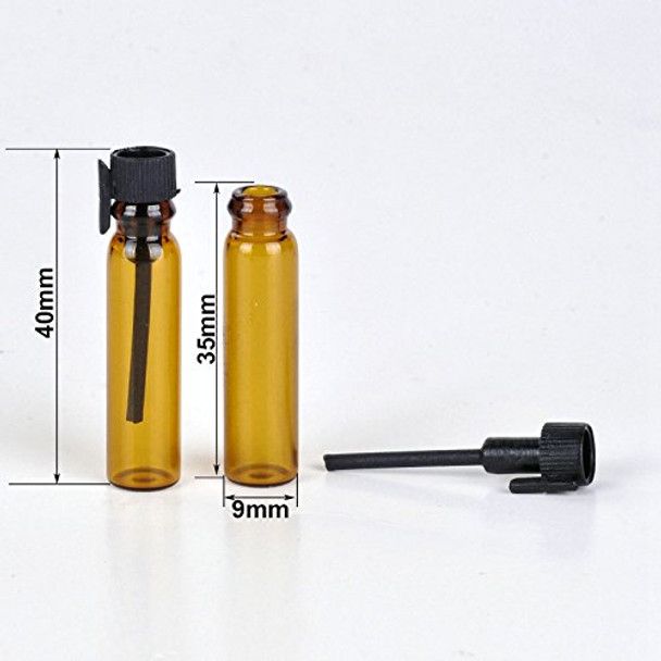 A bunch of small bottles with black caps sample pack