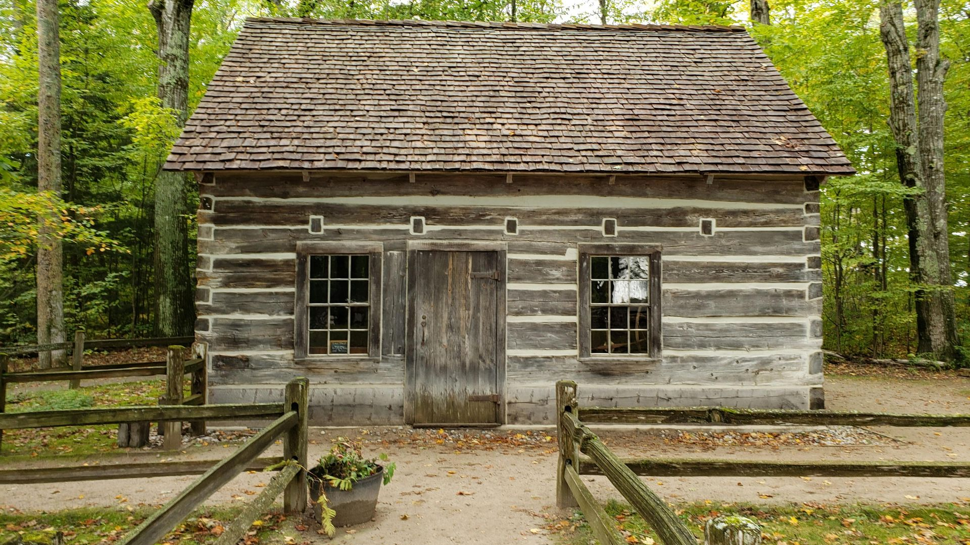 log cabin in the woods