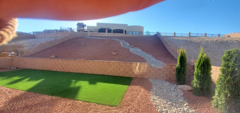 A person is holding a rope over a yard with a house in the background.