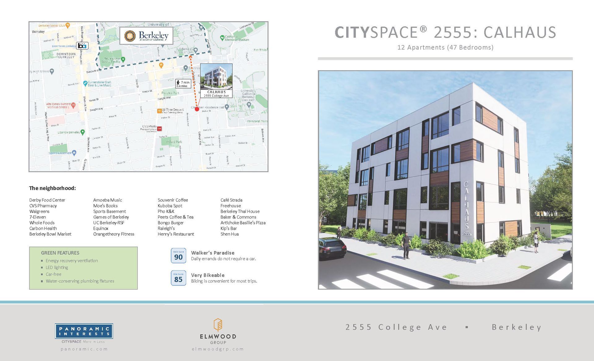 A brochure for a building called cityspace 2555 calhaus