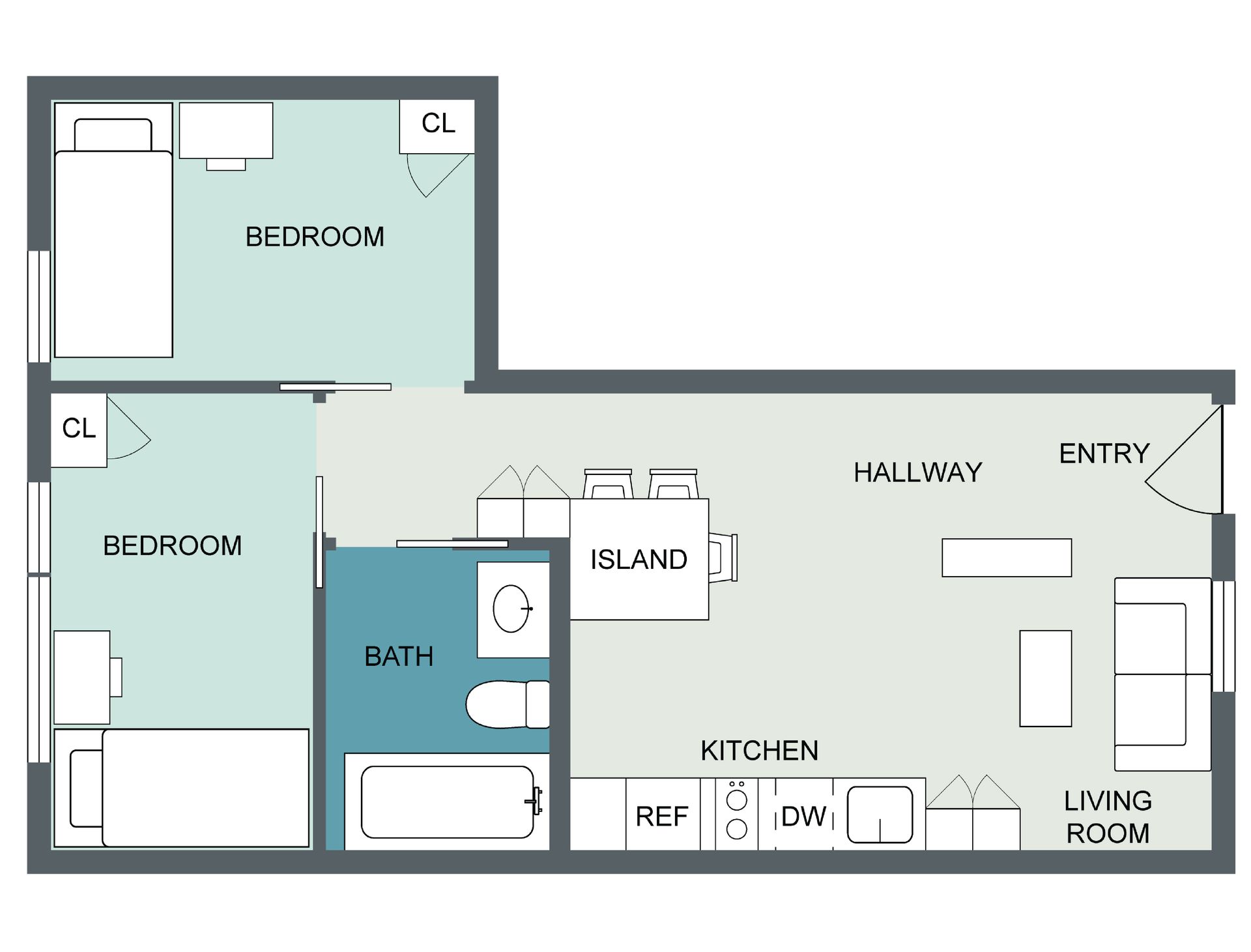 2 Bedroom Floor Plan - 2D verions