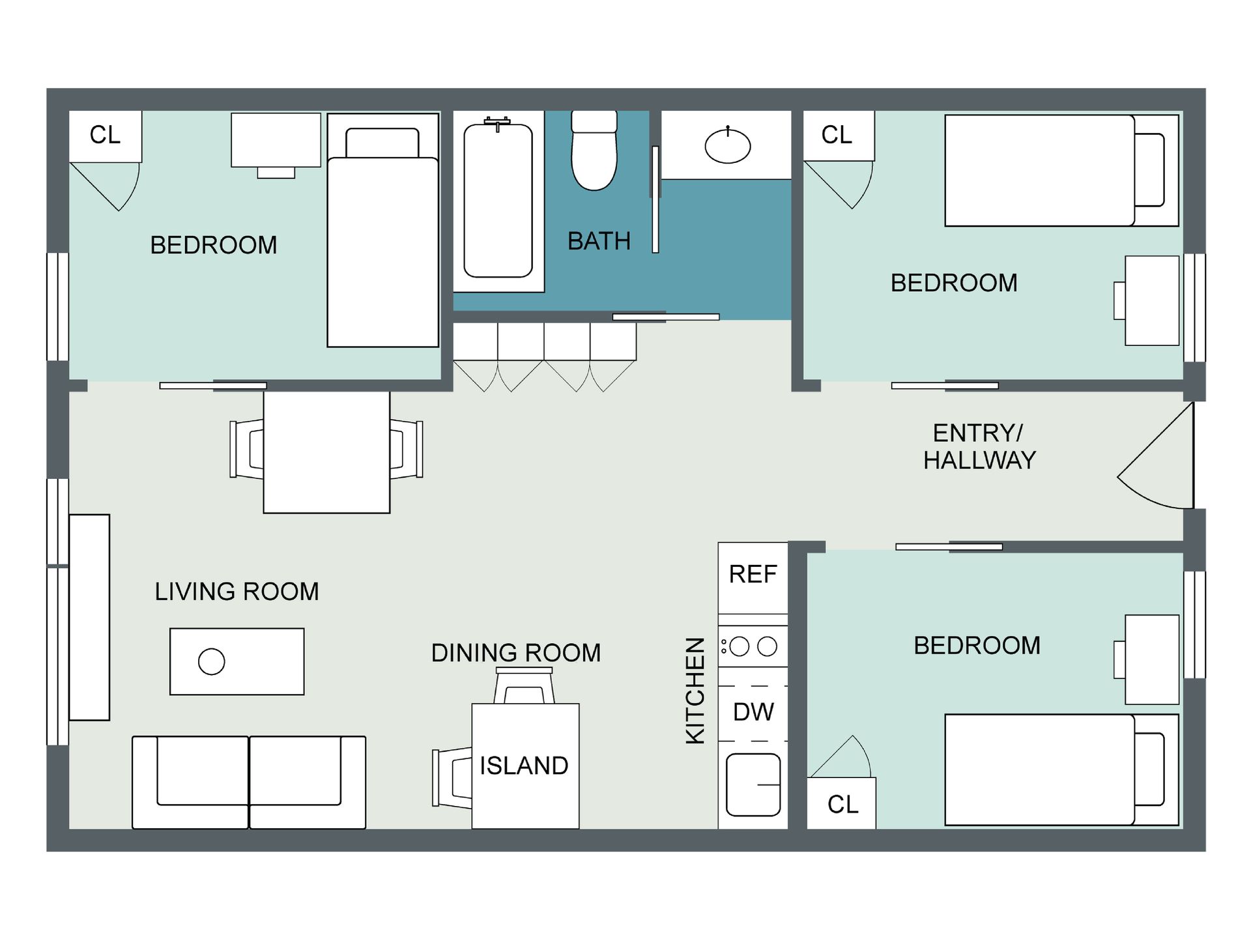 3 Bedroom Floor Plan - 2D Version