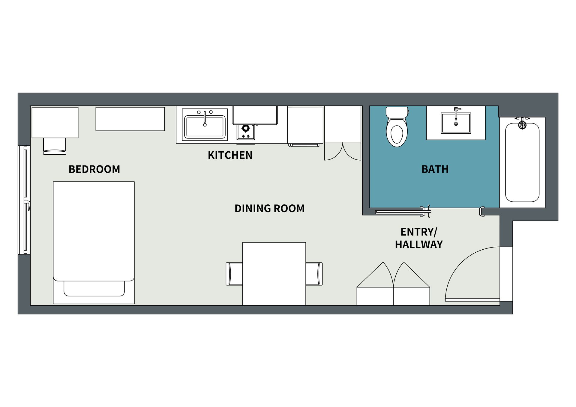 2 Bedroom Floor Plan - 3D Version