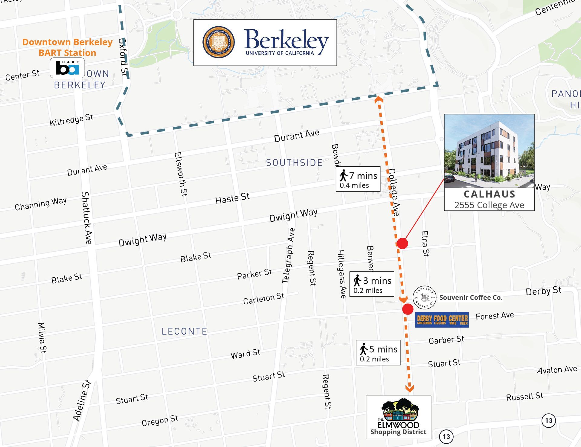Map showing distance to nearby amenities