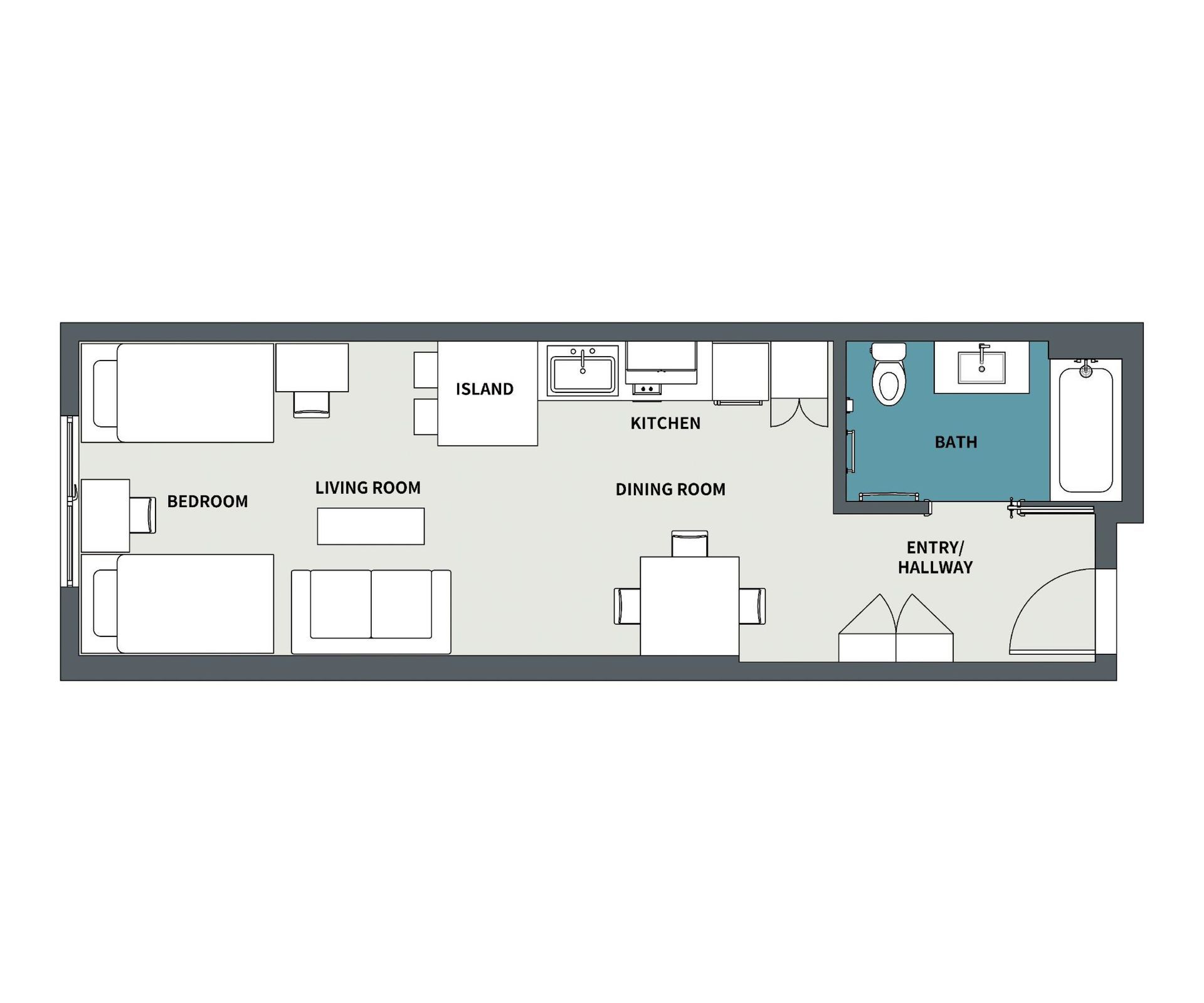 1  Bedroom Floor Plan - 2D version