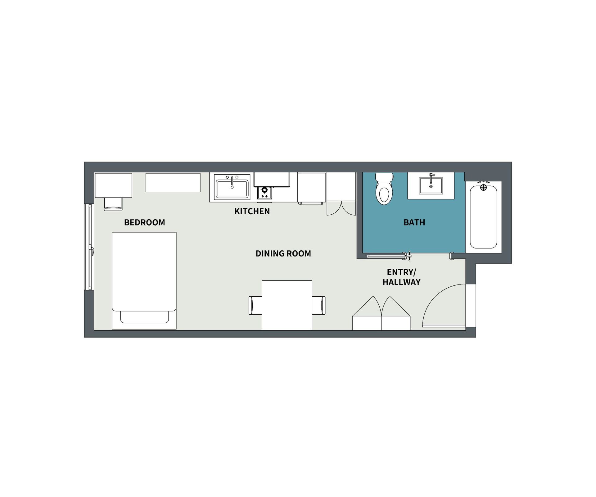 2 Bedroom Floor Plan - 3D Version