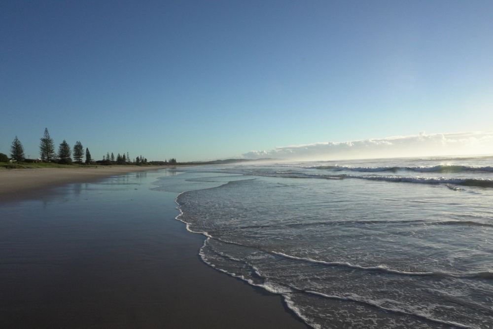 A Beach With Waves Coming in on a Sunny Day With Trees in the Background — Northernair in East Lismore, NSW