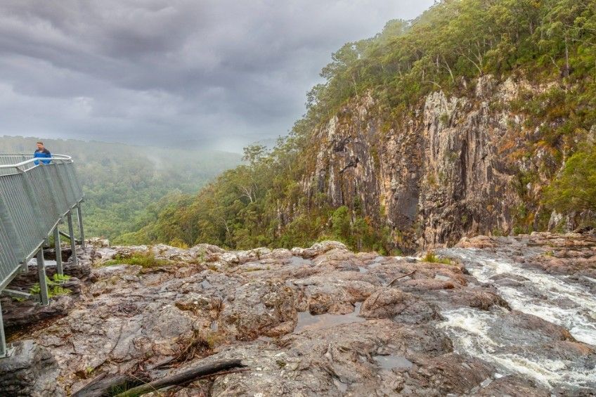 A Person Is Standing On A Bridge Overlooking A River — Northernair in Alstonville, NSW