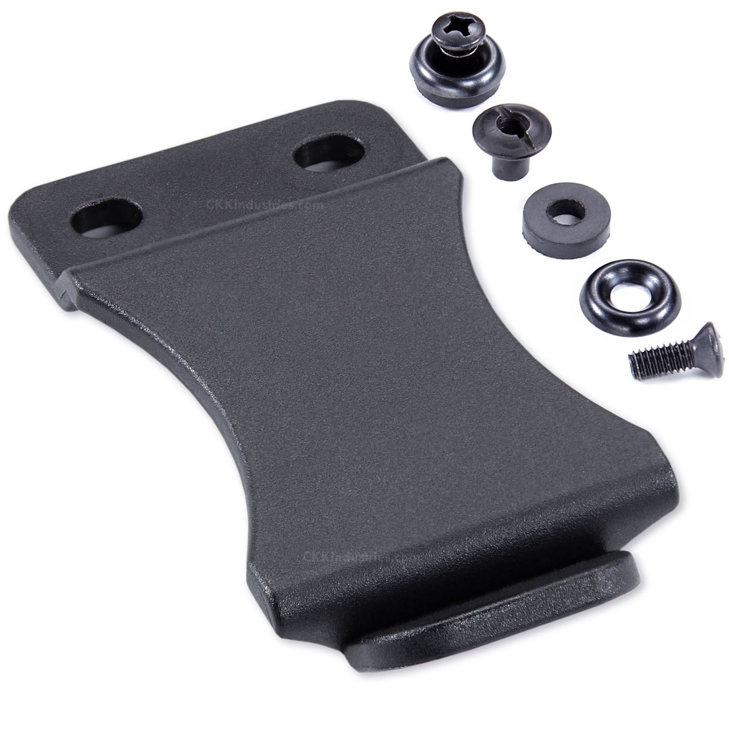These universal F.O.M.I. belt clips are very practical when you want a thin profile, or tight ride on your holsters & sheaths. They are also very versatile in the way they mount, allowing you slip it over your belt (this model fits 1.50 inch belts), molle straps, or simply over your waistband. Because they are designed with a slight inverse angle, they create spring tension on your belt, and include a bottom retainer lip for security.