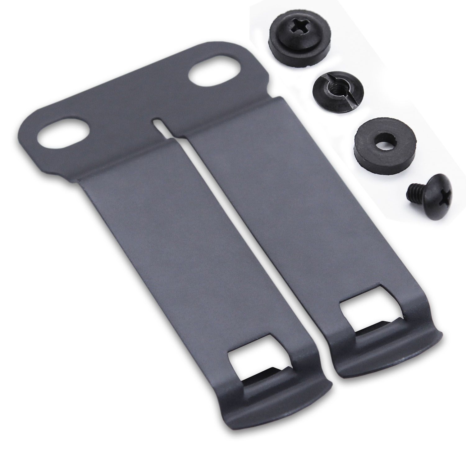 The Discreet Carry Concepts Monoblock belt clip is designed to be mounted directly to a holster/sheath surface. This clip design allows for a very secure carry on belts, waistlines, or any attachment point where the spring steel clip tabs can be positioned securely. Each spring tab has an integrated security clutch to prevent it from easily becoming detached from the mounting point. The Monoblock clip comes in a new and improved Cerakote® finish in matte DCC Grey and is non-reflective. It resists corrosion very well and can be buffed with most over-the-counter lubricants to remove surface blemishes and wear marks. This clip is a versatile and cost effective attachment solution that can be adapted to virtually any gun holster, knife sheath or carry item.