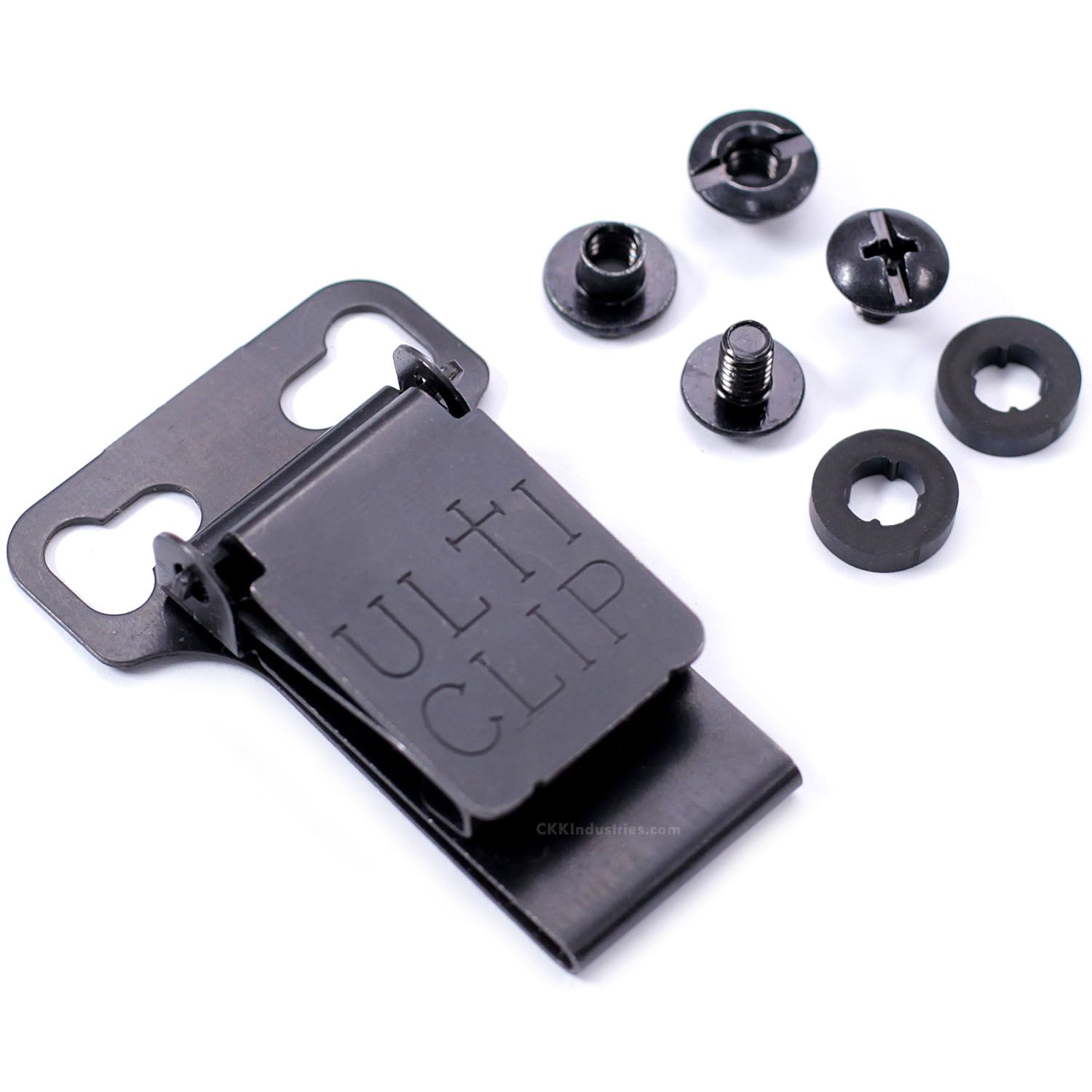 The UltiTuck clip is a 3-n-1 feature tactical mounting clip that sports a versatile 2-hole mounting design. This clip will easily replace many standard 2-hole holster clips, and are very popular with users who like beltless carry with adjustable cant in a tuckable design. These operate on the 