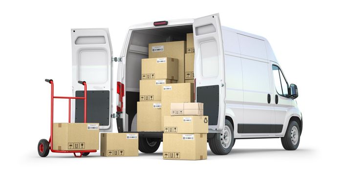 Logistic van with boxes