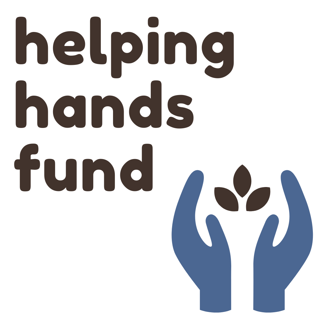 Logo shows hands outstretched and holding flower, with words Helping Hands Fund.