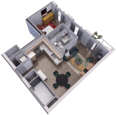 an aerial view of a floor plan of a house