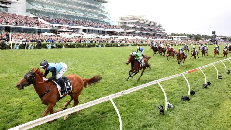 Horse racing at Flemington Racecourse Melbourne during Victoria Derby Day
