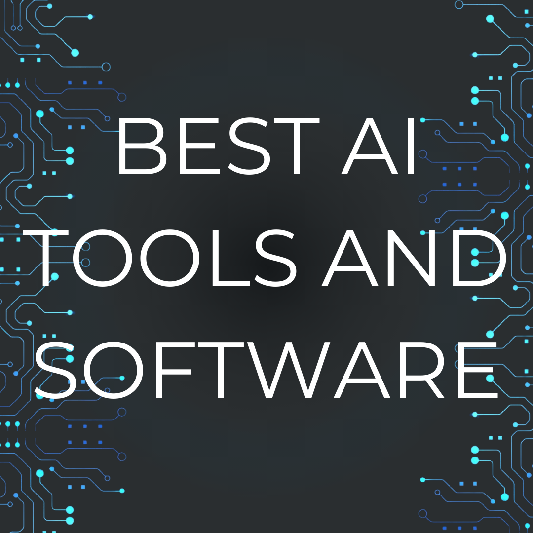 A sign that says best ai tools and software on a black background