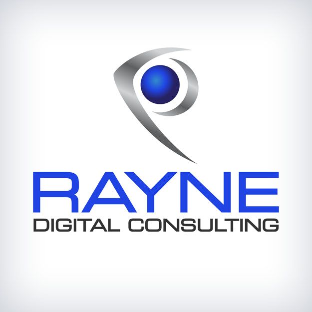 Rayne digital consulting logo with a blue eye
