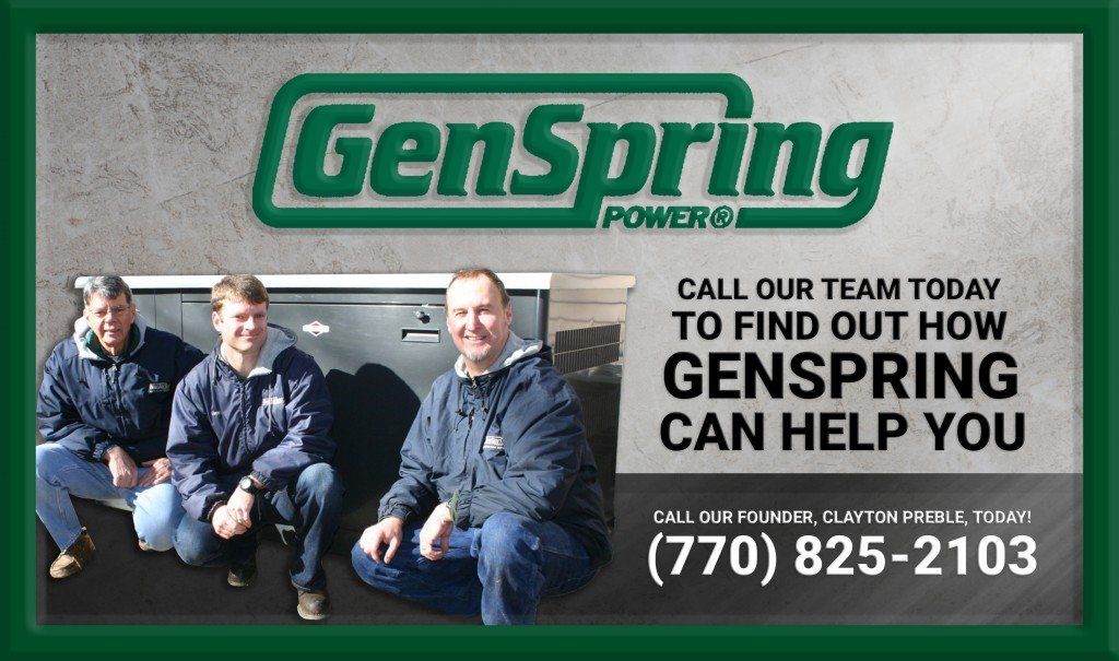 Call GenSpring Power to Install a Backup Generator or Power Storage System in Suwanee, GA Area.