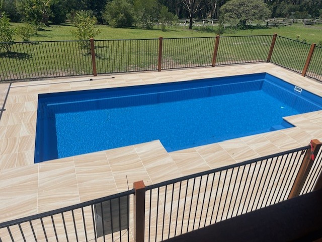 Completed 9m Heritage fibreglass pool in Crescent Head