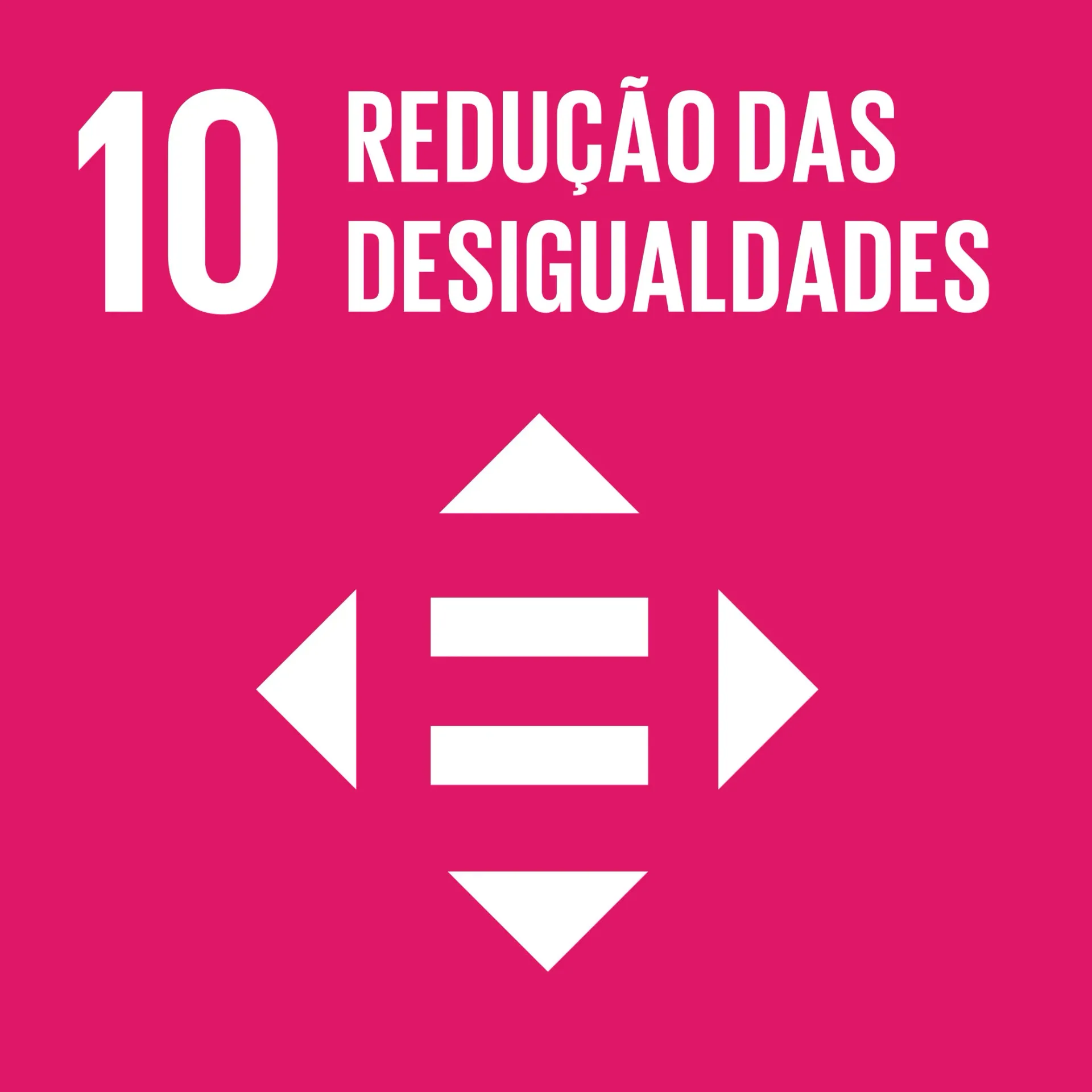 Uma placa rosa que diz 10 redução das desigualdades