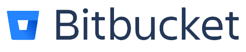 A palavra bitbucket está em um fundo branco com um ícone azul.