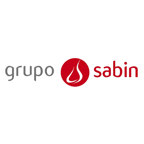 O logotipo do grupo sabin é um círculo vermelho com um as.