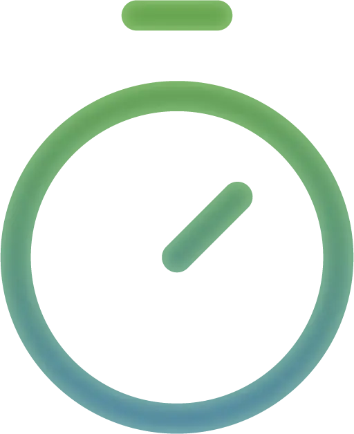 Um ícone de relógio verde sobre um fundo branco.