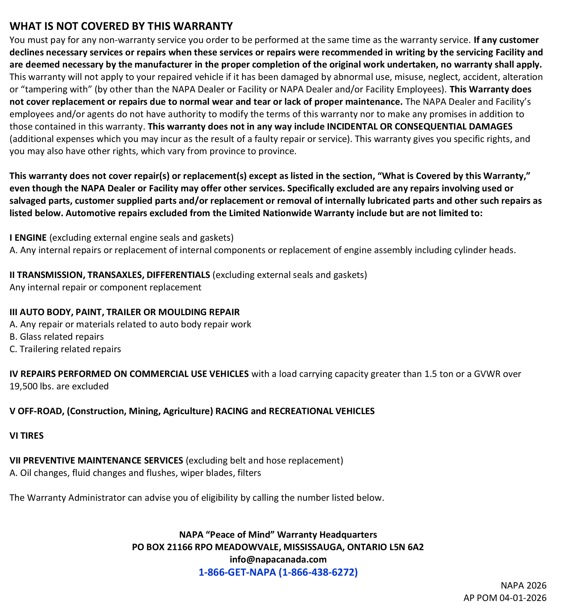 Warranty Page 2