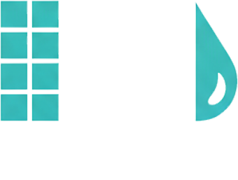 Turquoise squares and a water droplet symbol.