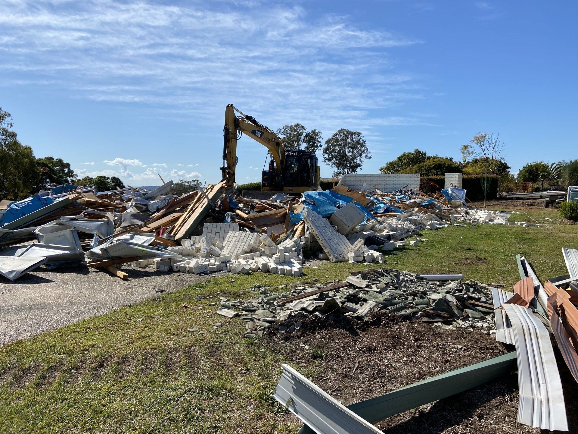 A residential demolition taking place.
