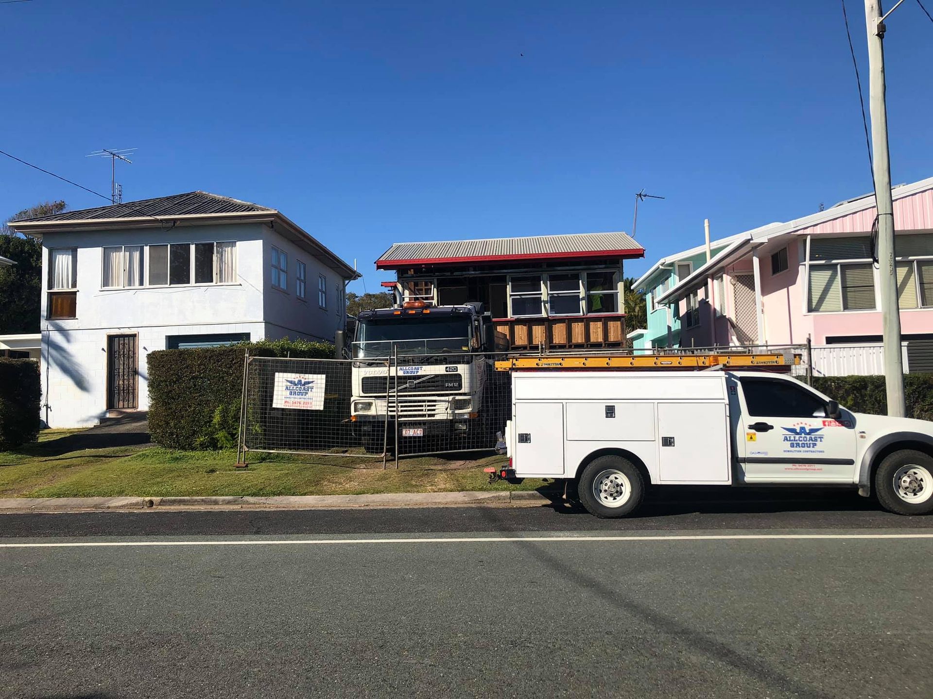 An Excavator On A Residential Demolition site on the Sunshine Coast — Allcoast Group Demolition Contractors from Residential Demolition Group