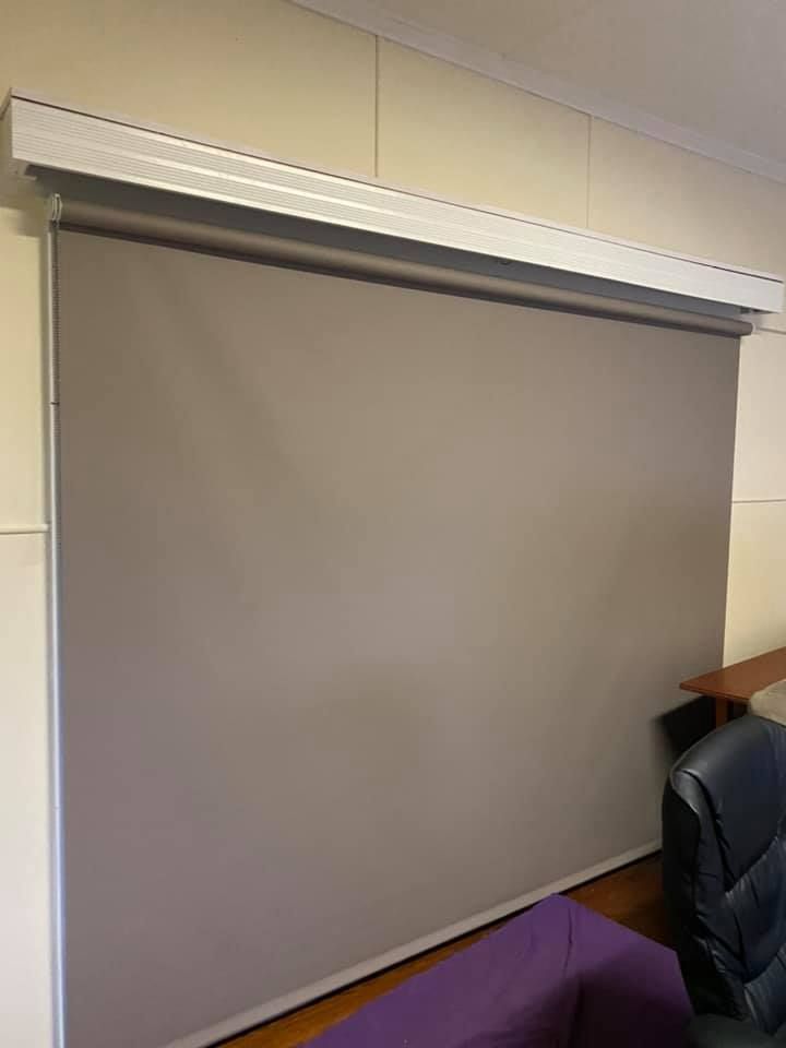 Roller Blind, Beige, Covers A Window — Mareeba Floor Covering Centre in Mareeba, QLD