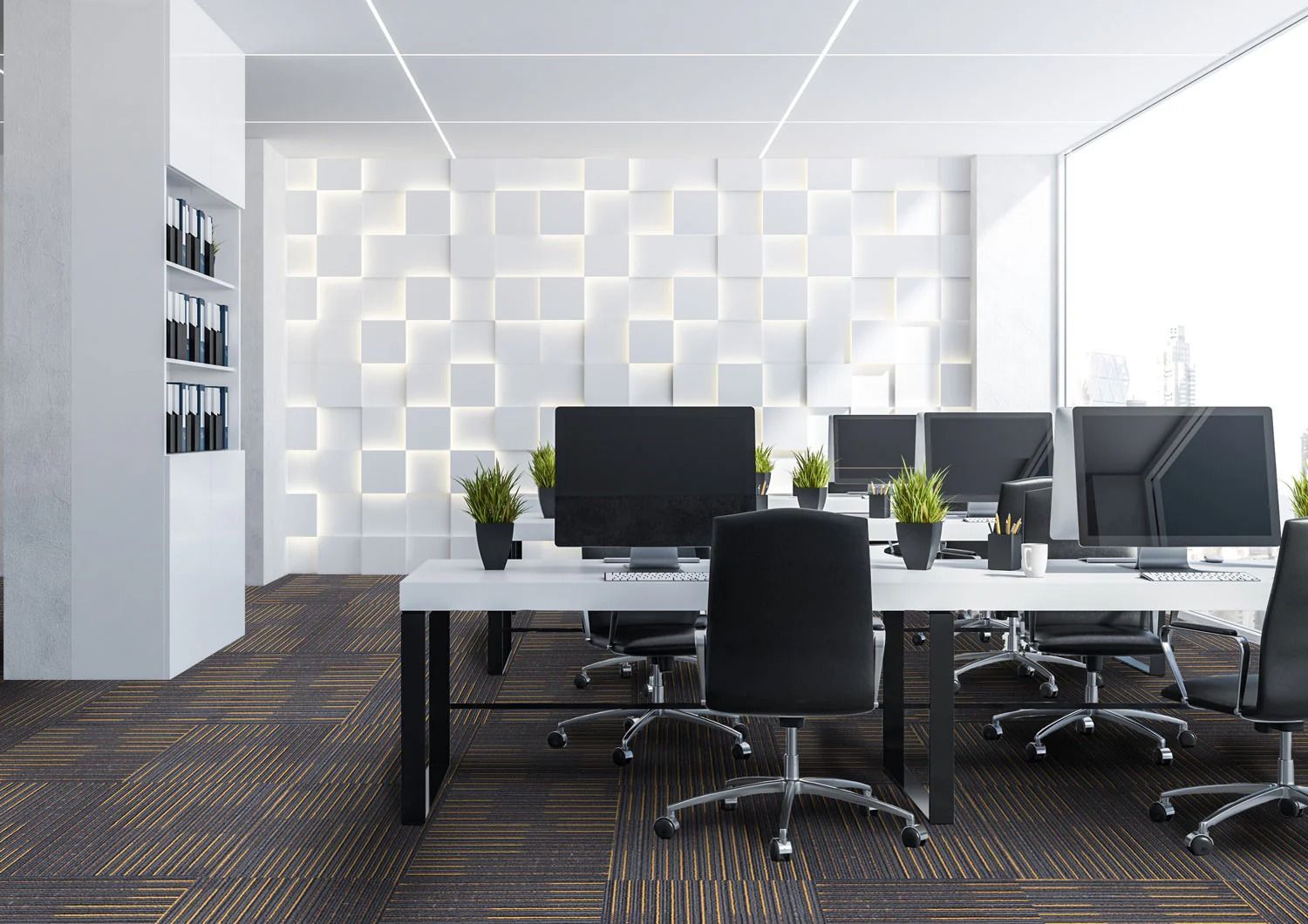 Modern Office Interior With Workstations — Mareeba Floor Covering Centre in Cape York, QLD