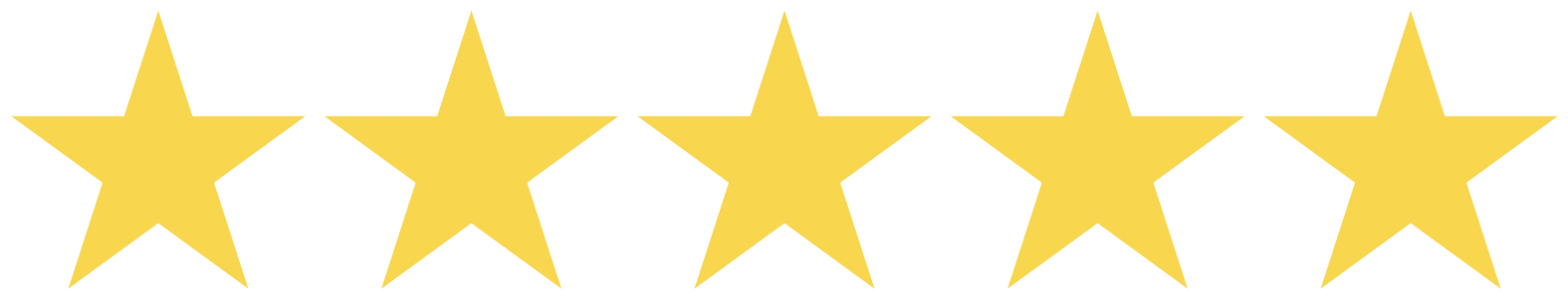 A row of yellow stars on a white background.