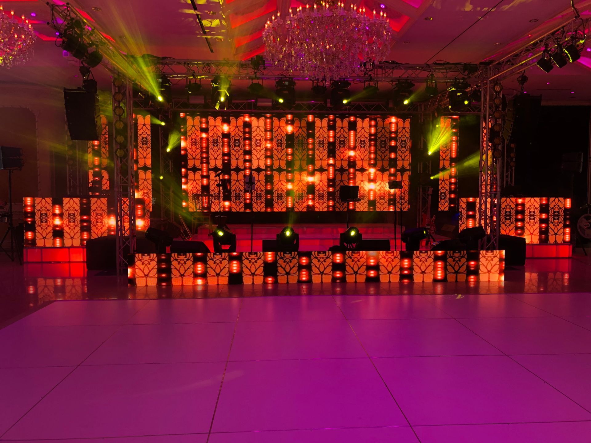 LED Video Wall and A large dance floor with a lot of lights on it.