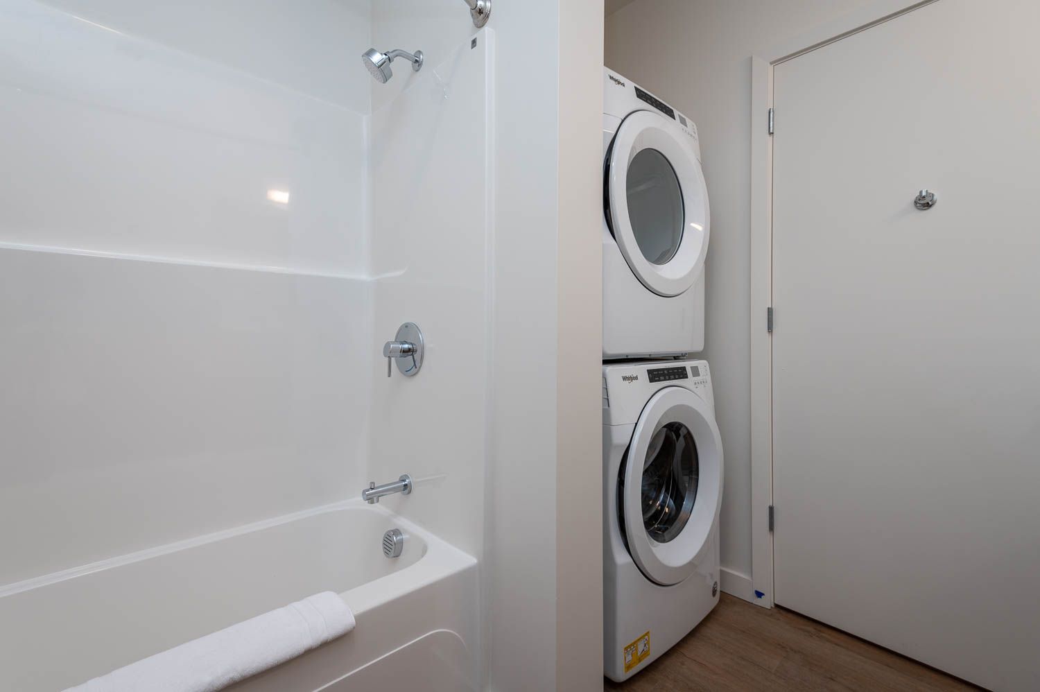 photo of apartment interior with washer and dryer