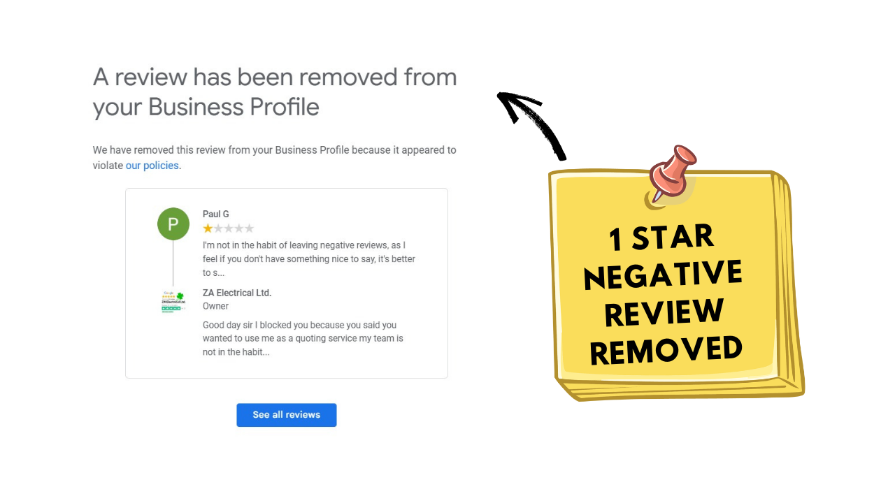 1 Star negative review removed