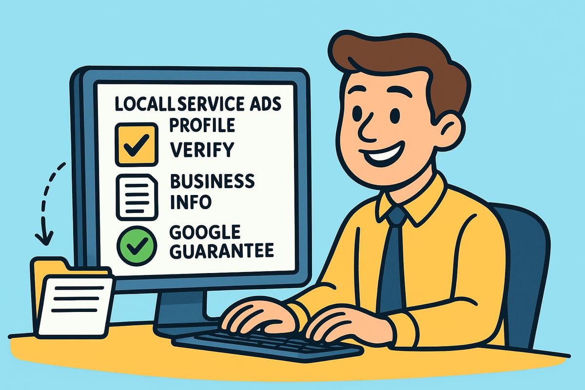 Man at computer with 