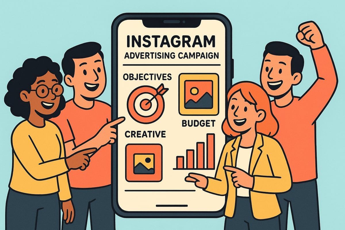 Group pointing at a smartphone displaying an 