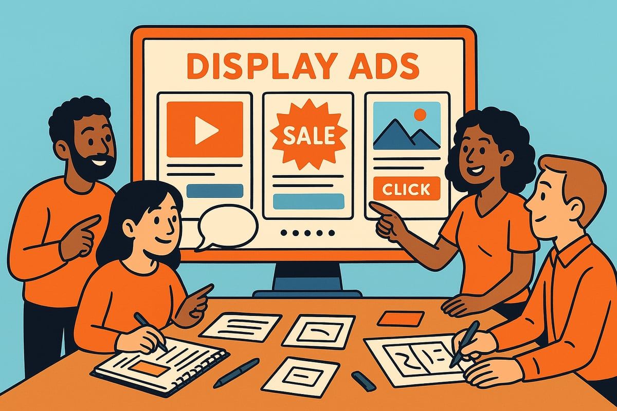 People in orange shirts discussing 