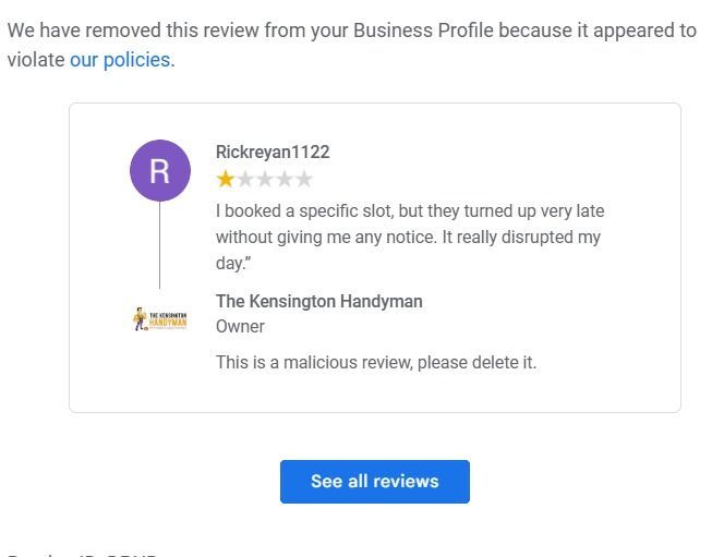 negative reviews removed