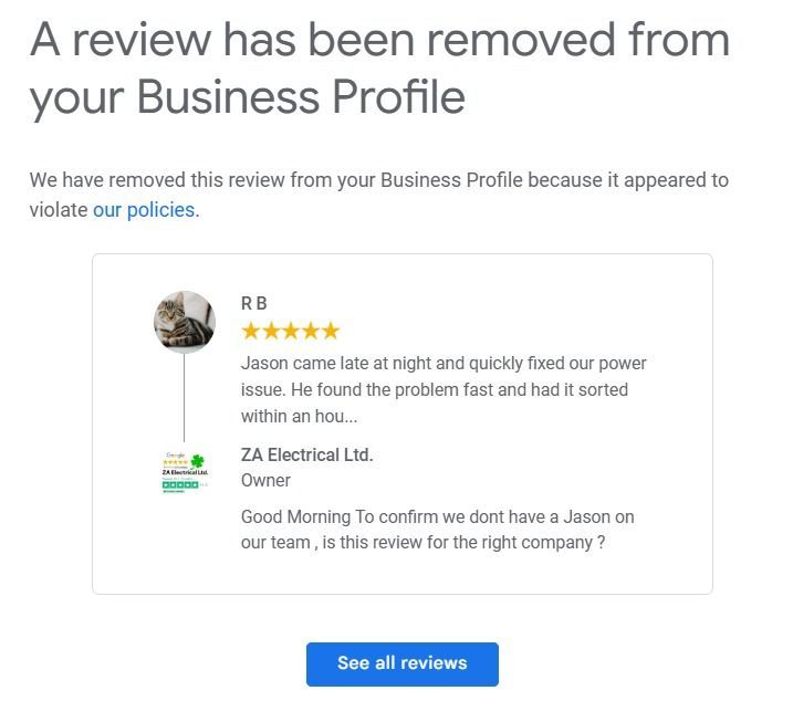 negative reviews removed