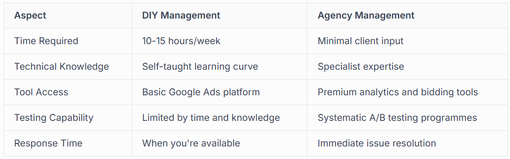 HOW AGENCY GOOGLE ADS DIFFERS FROM DIY MANAGEMENT 
