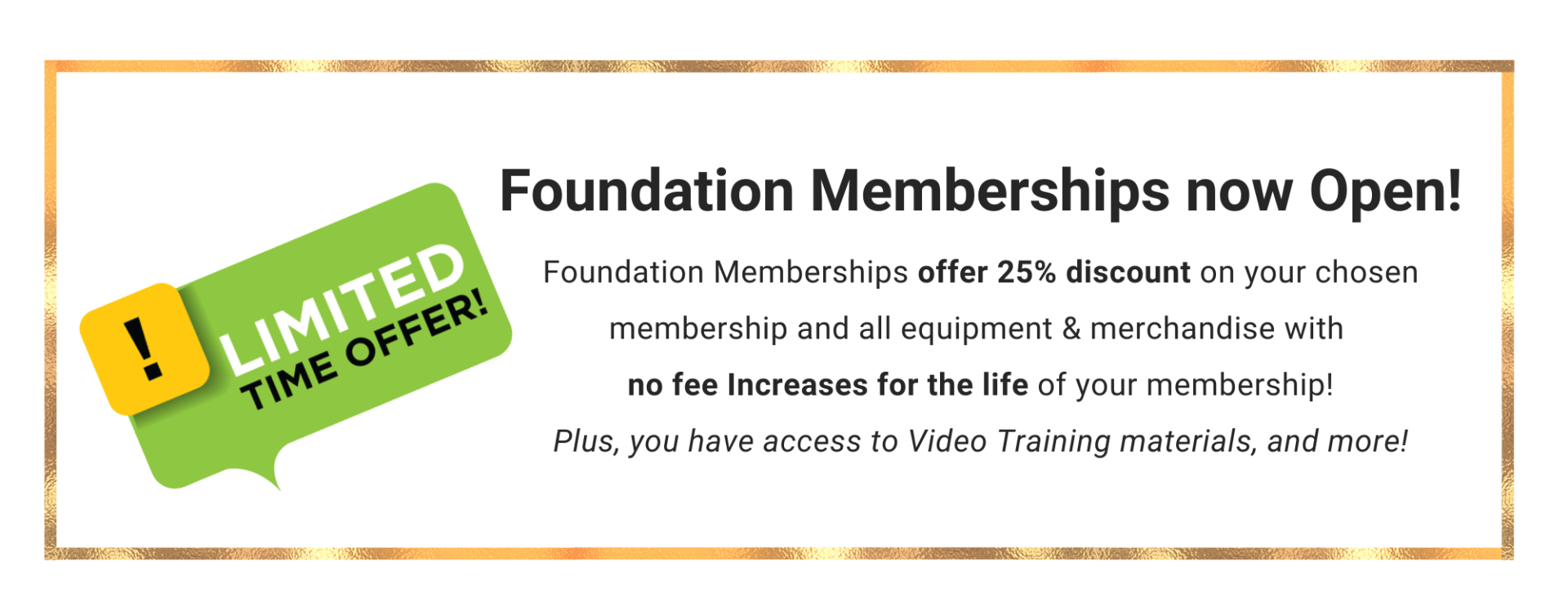 Foundation Memberships now Open! Amazing discounts for all!