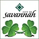 The logo for the city of savannah is a four leaf clover.