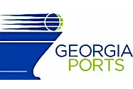 The logo for georgia ports is a blue boat with a green globe on it.