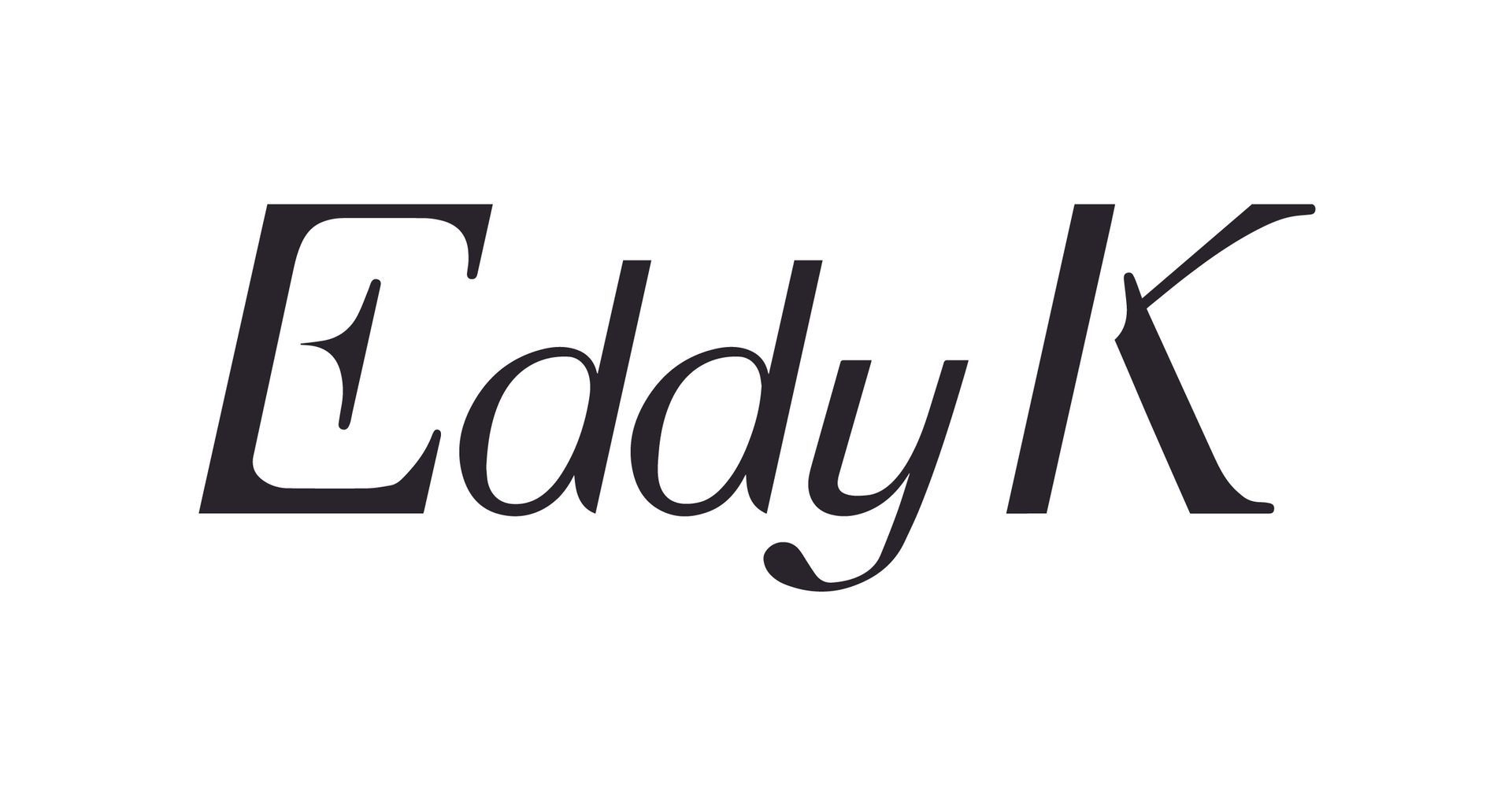 Stylized black “Eddy K” logo on a white background
