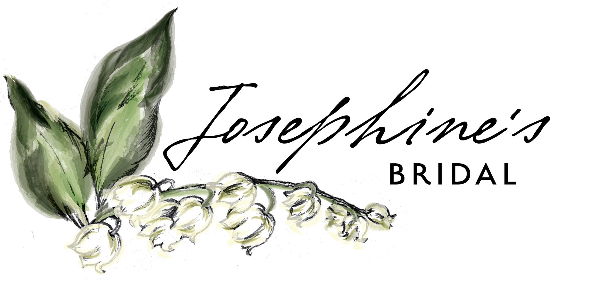 The logo for josephine 's bridal has a lily of the valley on it.